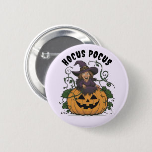 Funny Halloween Hexe Button