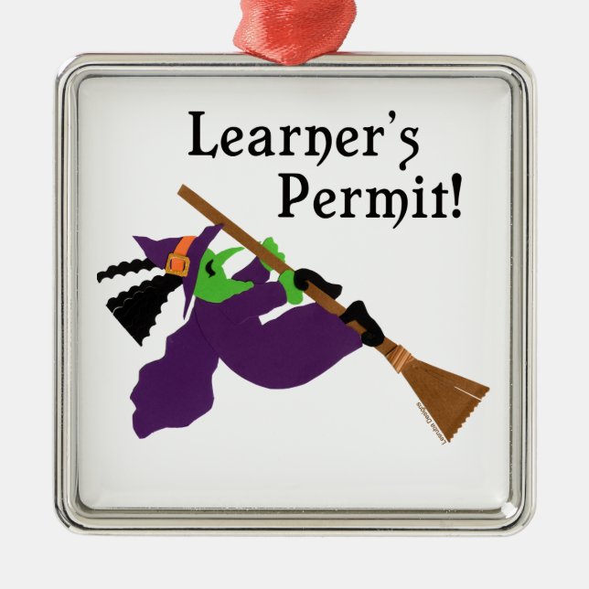 Funny Halloween Hexe Silbernes Ornament (Vorne)