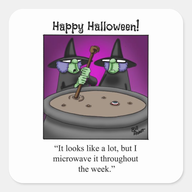 Funny Halloween Hexen Square Stickers (Vorderseite)