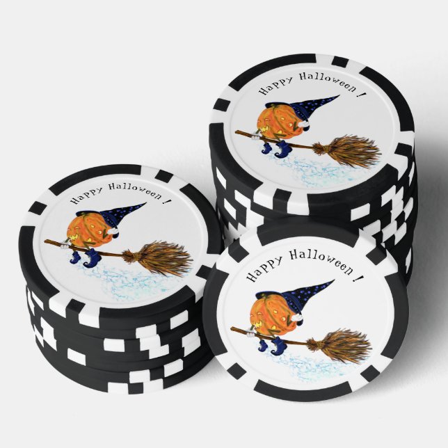 Funny Halloween Hexenkürbis Fliegende Poker Chips (Stapel)