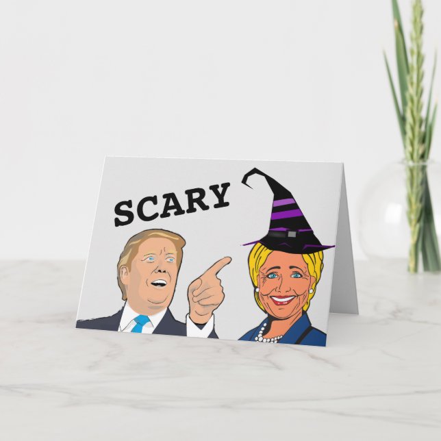FUNNY HALLOWEEN HILLARY UND TRUMP CARDS KARTE (Vorderseite)