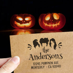 Funny Halloween Hocus Pocus Sisters Rücksendeadres Gummistempel