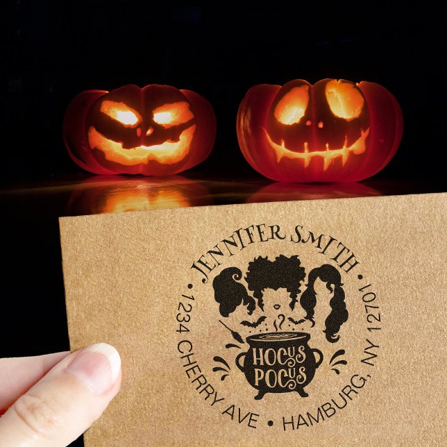 Funny Halloween Hocus Pocus Sisters Rücksendeadres Gummistempel (Von Creator hochgeladen)