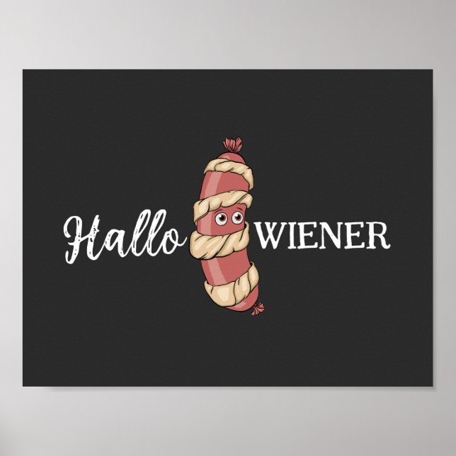 Funny Halloween Hotdog Mummy Hallowiener Puff Poster (Vorne)