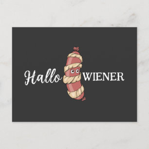 Funny Halloween Hotdog Mummy Hallowiener Puff Postkarte