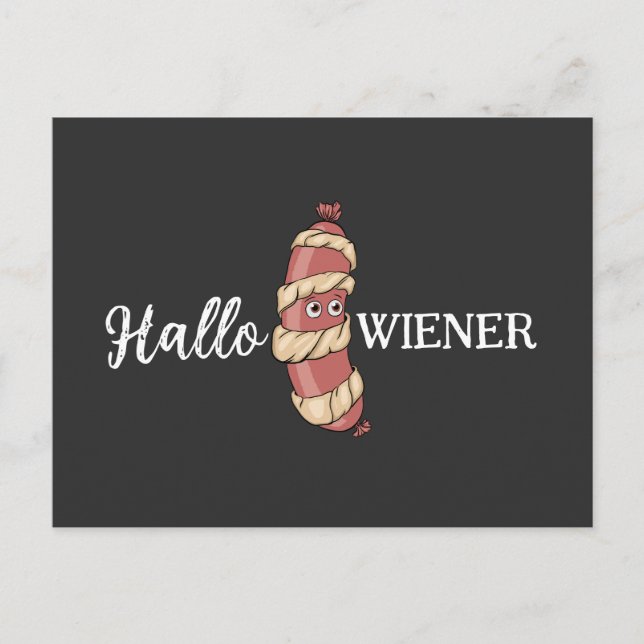 Funny Halloween Hotdog Mummy Hallowiener Puff Postkarte (Vorderseite)