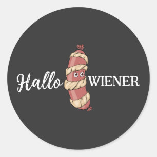 Funny Halloween Hotdog Mummy Hallowiener Puff Runder Aufkleber