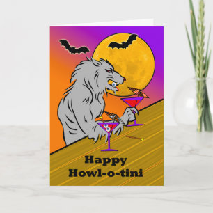 Funny Halloween Howl-o-tini mit Wolf Martinis Karte