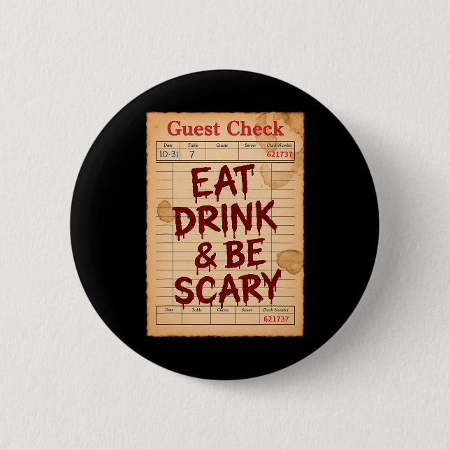 Funny Halloween Karo essen trinken und Beängstigen Button (Vorderseite)