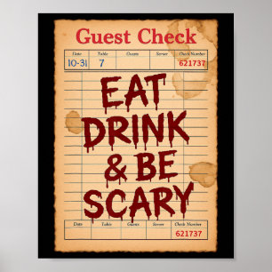 Funny Halloween Karo essen trinken und Beängstigen Poster