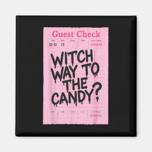 Funny Halloween Karo Hexe zum Candy Magnet