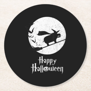 Funny Halloween Kostüm Hexe Hippo Lover Geschenk Runder Pappuntersetzer