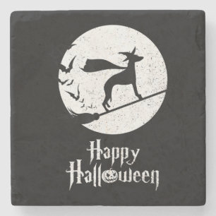 Funny Halloween Kostüm Hexe WHIPPET Dog Lover Gi Steinuntersetzer