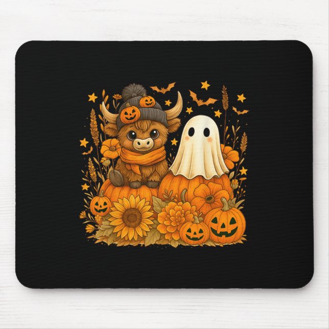 Funny Halloween Kuh Ghost Spooky Autumn Pumpkin Mousepad (Vorne)
