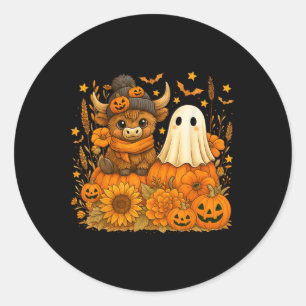 Funny Halloween Kuh Ghost Spooky Autumn Pumpkin Runder Aufkleber