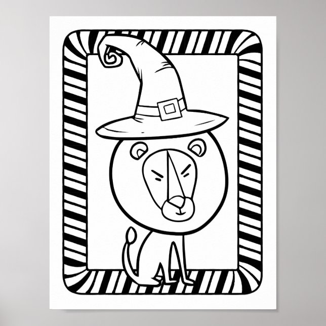 Funny Halloween Lion Coloring Page Poster (Vorne)