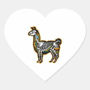 Funny Halloween Llama Skeleton Graphic - Herz-Aufkleber