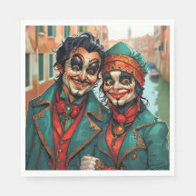 Funny Halloween Make-up Face Karikaturenpaar