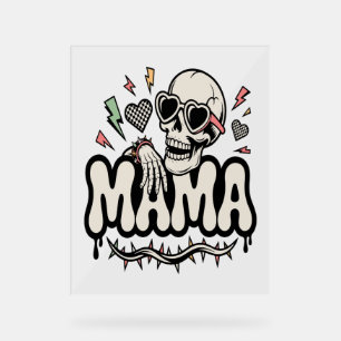 Funny Halloween Mama Cool Skull Acrylschild