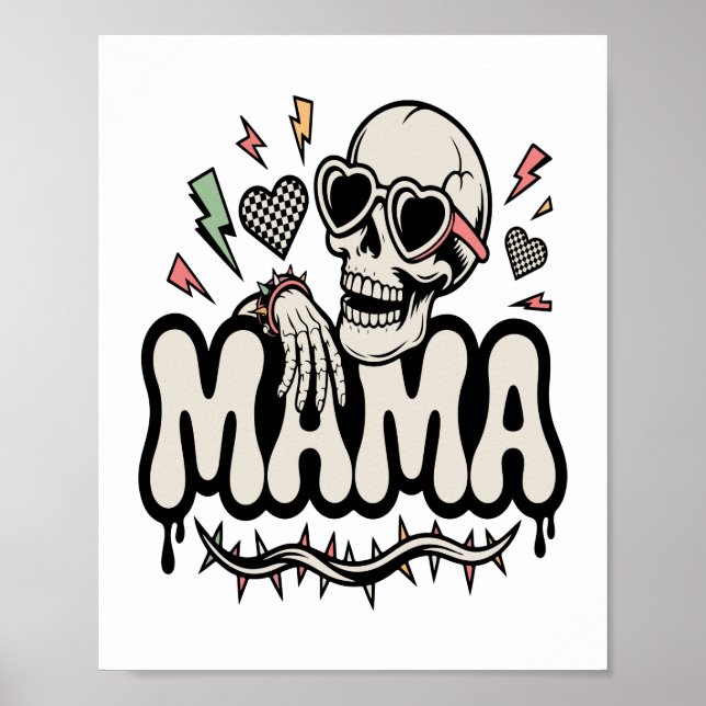 Funny Halloween Mama Cool Skull Poster (Vorne)