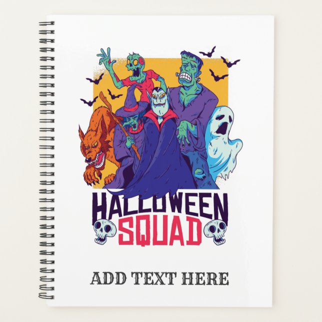 Funny Halloween Monsters Squad Dracula Zombie Planer (Vorderseite)