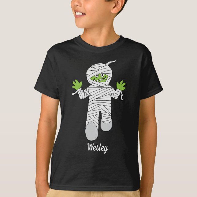 Funny Halloween Mummy Cartoon Character Kids T-Shirt (Vorderseite)