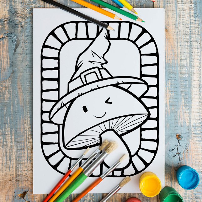Funny Halloween Mushroom Coloring Page Poster (Von Creator hochgeladen)