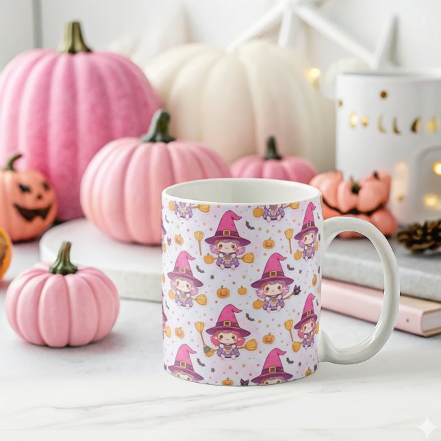 Funny Halloween Muster mit Pumpkins und Hexe Kaffeetasse (Von Creator hochgeladen)