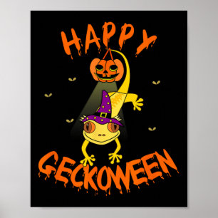 Funny Halloween Niedlich Crested Eyelash Gecko Pum Poster