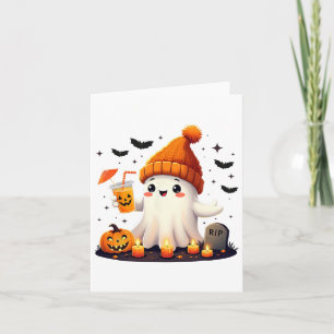 Funny Halloween Niedlich Ghost Drink Ice Kaffee Wo Karte