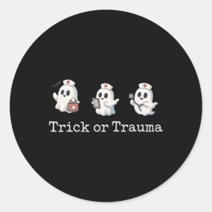 Funny Halloween Niedlich Ghost Nurse Trick or Trau Runder Aufkleber
