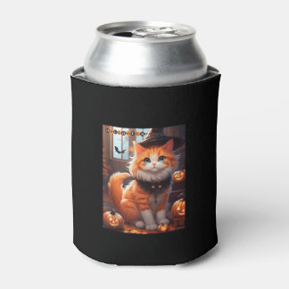 Funny Halloween Niedlich Orange Cat mit Wizard Hat Dosenkühler