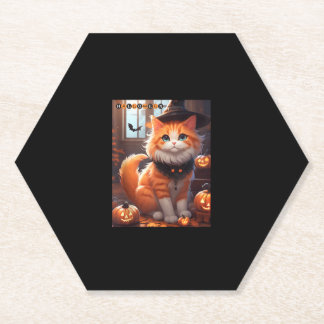 Funny Halloween Niedlich Orange Cat mit Wizard Hat Untersetzer