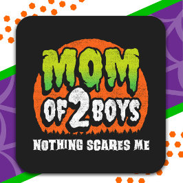 Funny Halloween Nothing Scares Me Mama 2 Boys Quadratischer Aufkleber