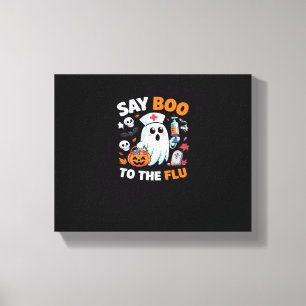 Funny Halloween Nurse Ghost T - Shirt - "Say Boo t Leinwanddruck