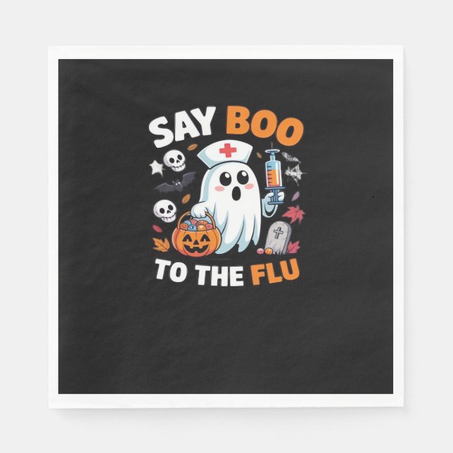 Funny Halloween Nurse Ghost T - Shirt - "Say Boo t Serviette (Vorderseite)