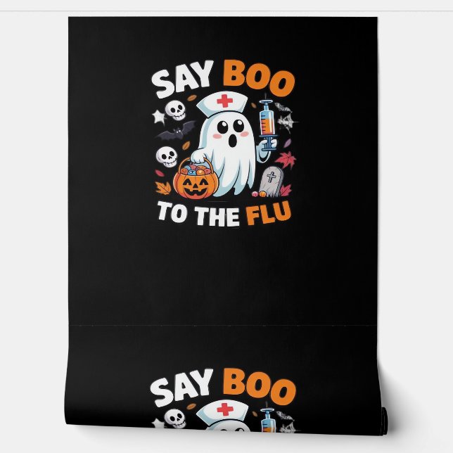 Funny Halloween Nurse Ghost T - Shirt - "Say Boo t Tapete (Abrollen)