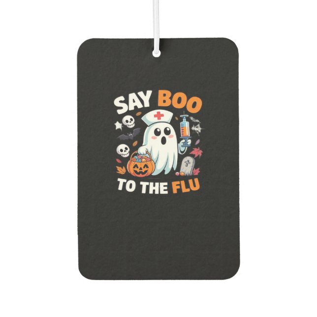 Funny Halloween Nurse Ghost T-Shirt � �Say Boo to  Autolufterfrischer (Vorderseite)