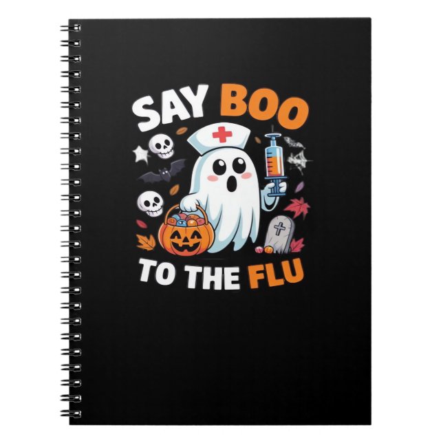 Funny Halloween Nurse Ghost T-Shirt � �Say Boo to  Notizblock (Vorderseite)