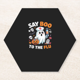 Funny Halloween Nurse Ghost T - Shirt � � Say Boo Untersetzer