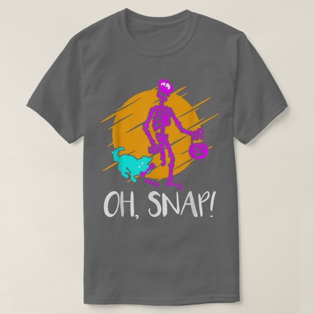 Funny Halloween Oh, Snap Broken Knochen Skelettpum T-Shirt (Design vorne)