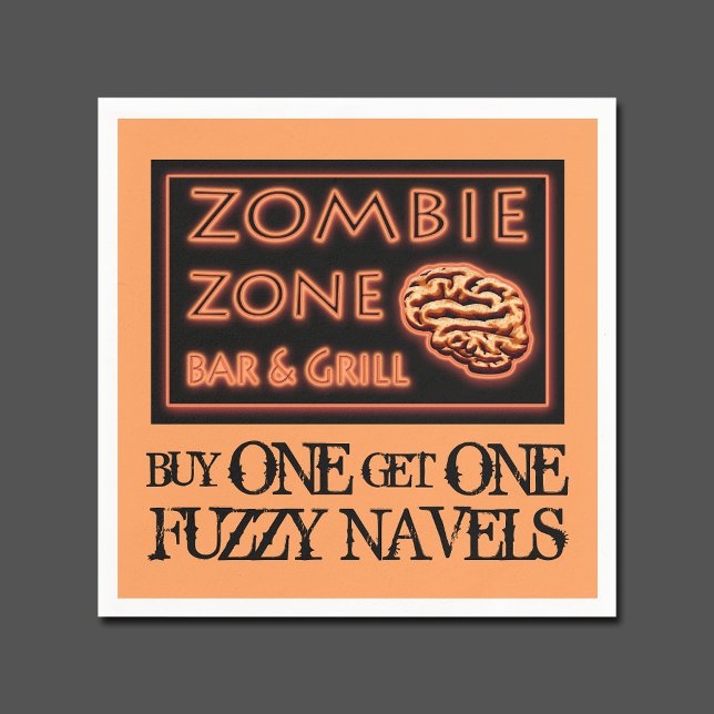 Funny Halloween Party Drink Fuzzy Navel Serviette (Zombie Zone Halloween Paper Napkins)