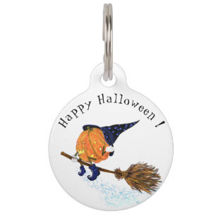 Funny Halloween Pet ID Tag Hexenkürbis Haustiermarke