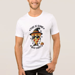 Funny Halloween Pizza T - Shirt mit einem spieleri