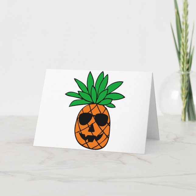 Funny Halloween Pumpkin Ananas Charakter Karte (Vorderseite)