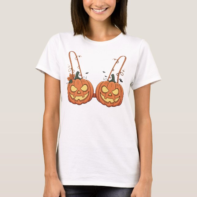 Funny Halloween Pumpkin Bra  halloween costume T-Shirt (Vorderseite)