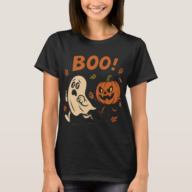 Funny Halloween Pumpkin Chasing Ghost | Spooky Sea T-Shirt (Vorderseite)