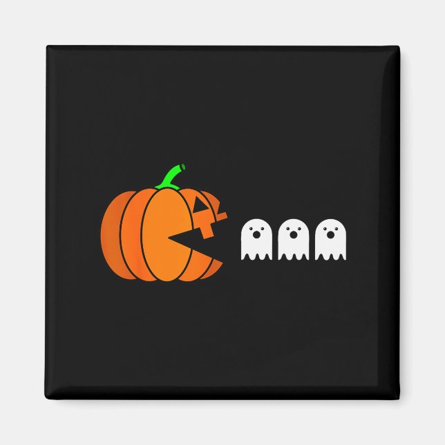 Funny Halloween Pumpkin Eating Ghost, Gamer Men Wo Magnet (Vorne)