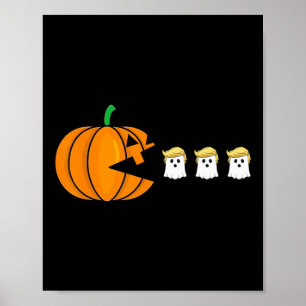 Funny Halloween Pumpkin Eating Trump Ghost Mens Wo Poster
