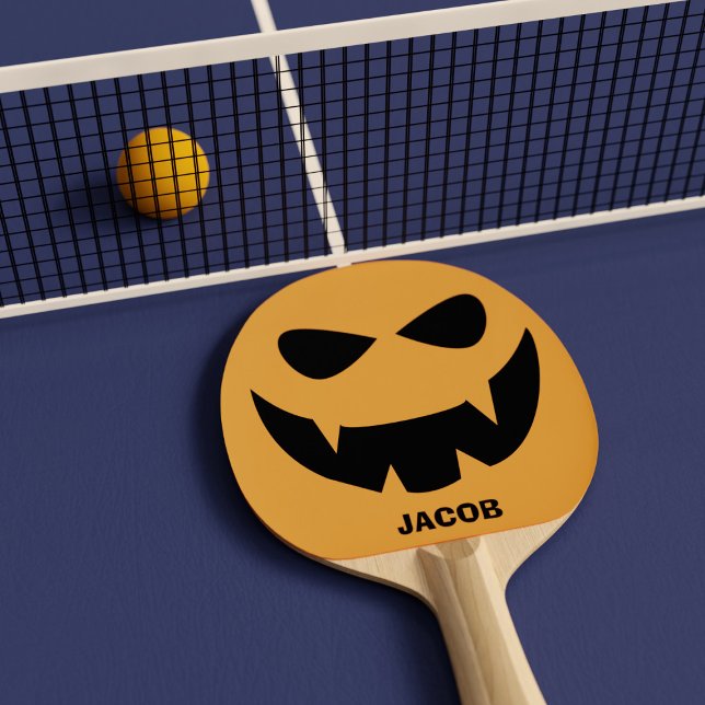 Funny Halloween Pumpkin Face Ping Pong Paddle Tischtennis Schläger (Boo! A spooky pumpkin face ping pong paddle just for you)